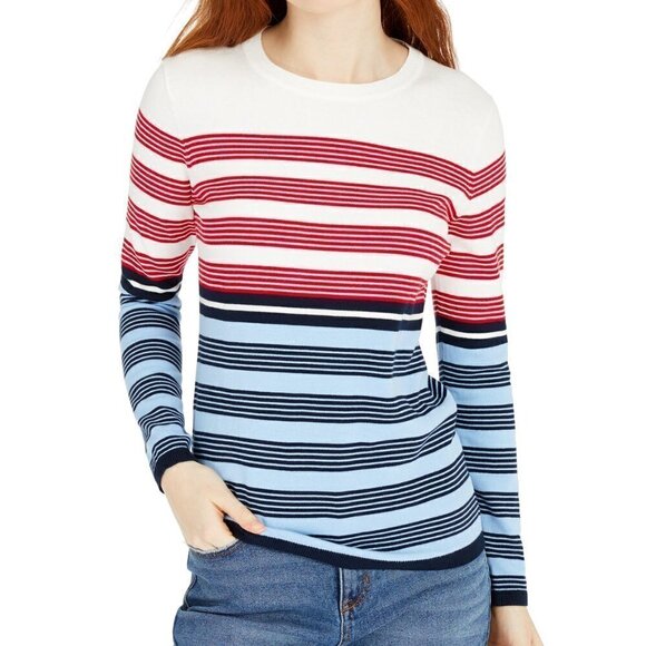 Tommy Hilfiger Womens Striped Crewneck Sweater X-Small - Picture 1 of 7
